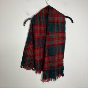 100% cashmere tartan plaid scarf made in England red green